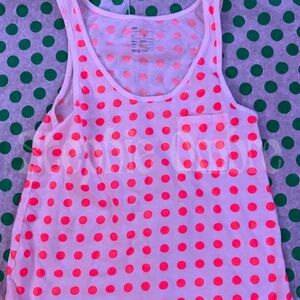 Gap neon Pink Polka Dot tank top size small